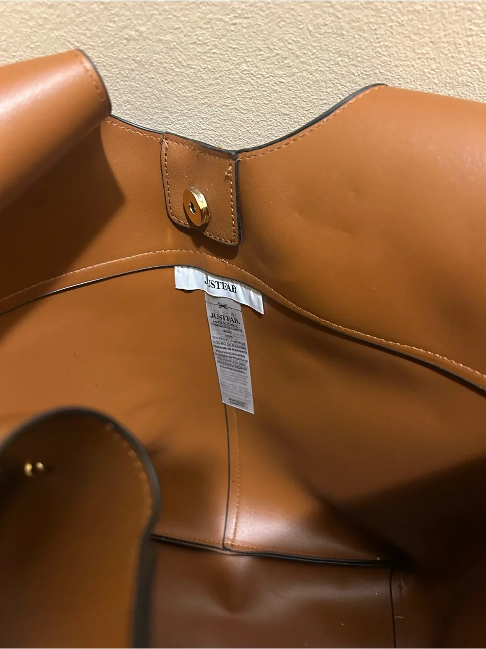 JustFab Brown Structured Leather Tote Shoulder Bag